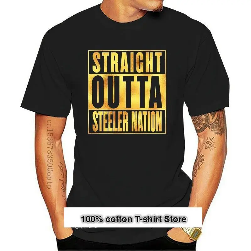 

SPGBTees-Camiseta de aluminio dorado para hombre, camiseta de Outta Steeler Nation, Color negro, talla XS