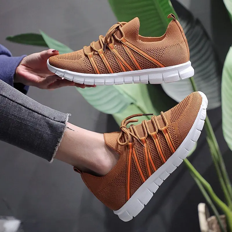 

Women's outdoor sports shoes new fashion thick-soled women's basketball shoes knitted mesh breathable comfortable flat shoes