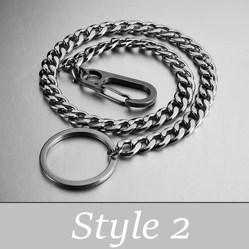 style 2 QOONG хип-хоп модные брелки 40 см длинные металлические большие кольцо в стиле рок/панк Модные Брелки клипсы ювелирные изделия брюки брелок кошелек цепь - Цвет: style 2