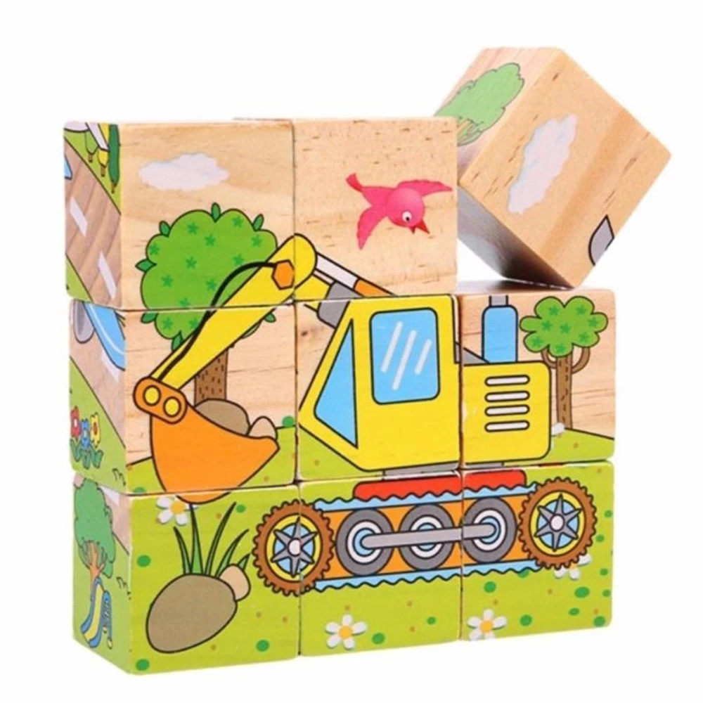 Мультяшные животные картина деревянная головоломка Шестигранная 3D игрушка