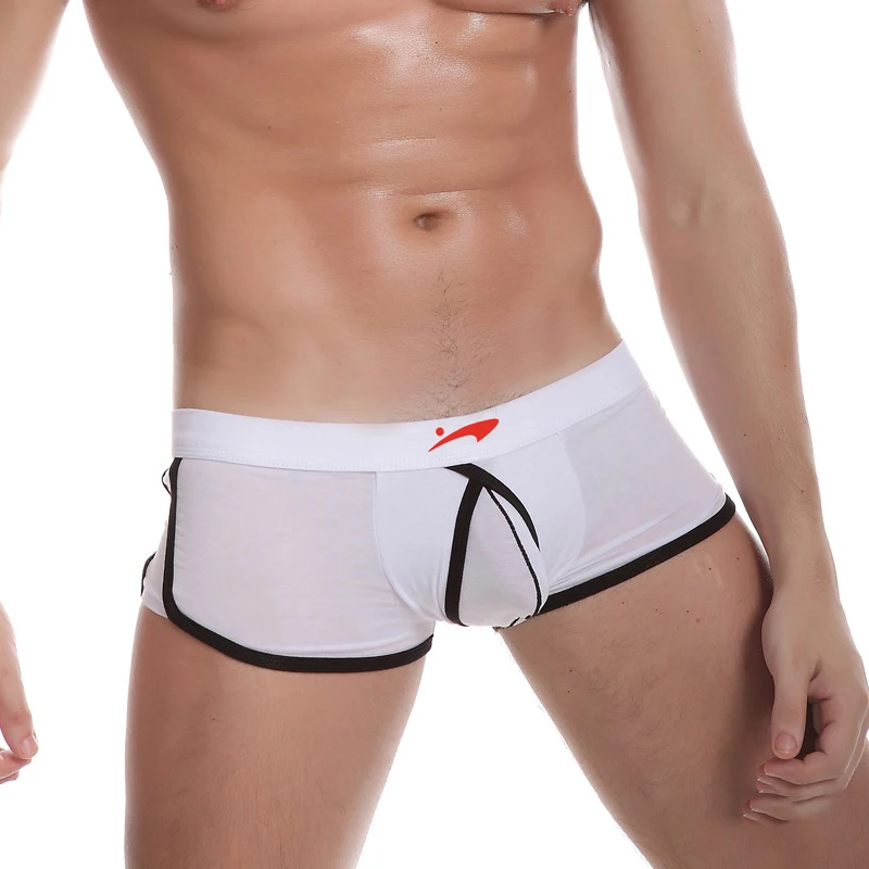 Мужские трусы с U образным выпуклым мешочком VIP8 черные дышащие регулируемым