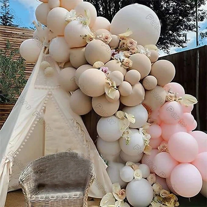 

96pcs Balloon Arch Happy Birthday Wedding Party Decoration Doubled Apricot Blush Pink Balloons Garland Kit Baby Shower Decor