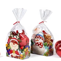10pcs christmas party paper favour cookie candy gift boxes bags sets santa claus snowman elk cartoon print wrapping supplies