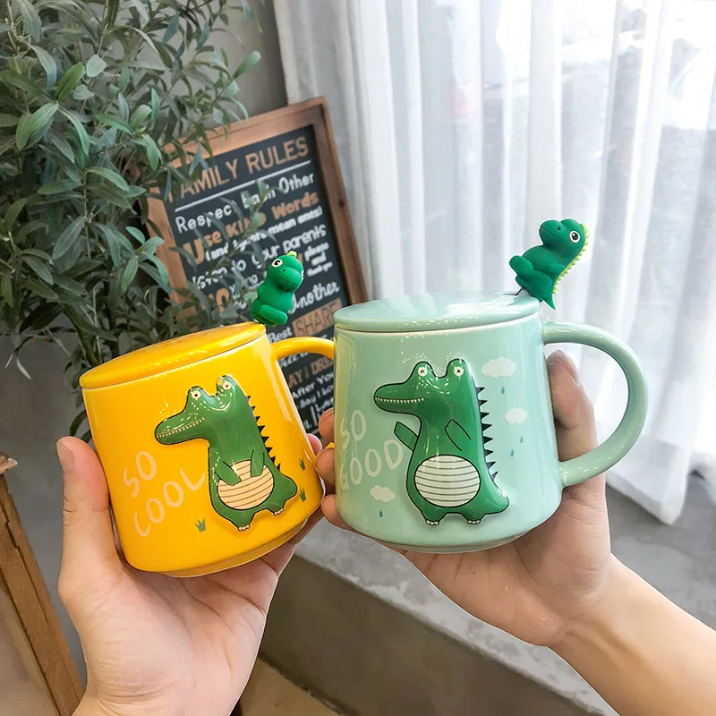 

New Three-dimensional Relief Dinosaur Monster Ceramic Cup Cute Cartoon Color Glaze Mug Office Tea Tea Coffee Cup Coffee Mugs