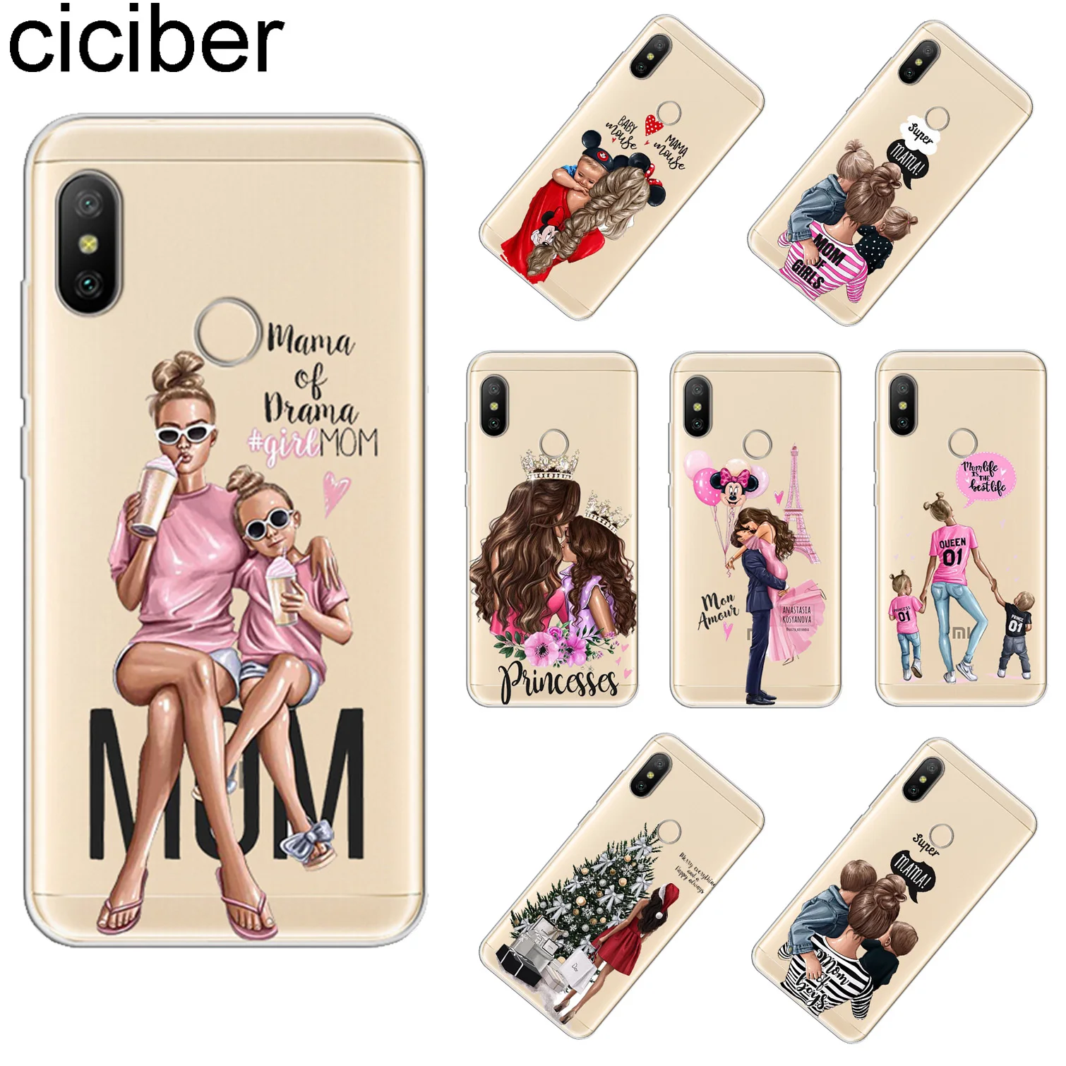 Чехлы ciciber для телефонов Redmi Note 7 8 6 5 4 A 3 X Pro, мягкий чехол из ТПУ для Xiaomi Redmi 6 5 4 3 A X S Plus Pro S2 Super Mom Girls
