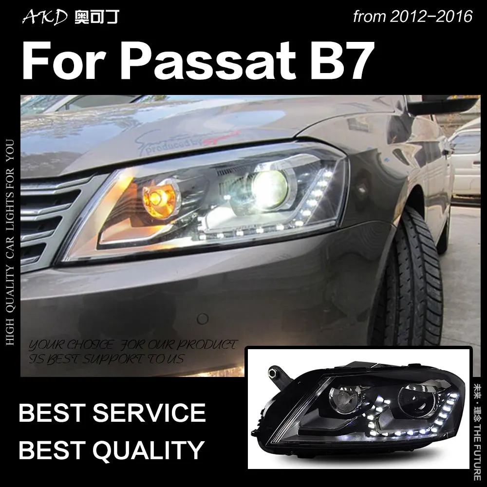 AKD автомобильный Стайлинг для VW Passat B7 фары 2012 2016 европейские светодиодный ные DRL Hid
