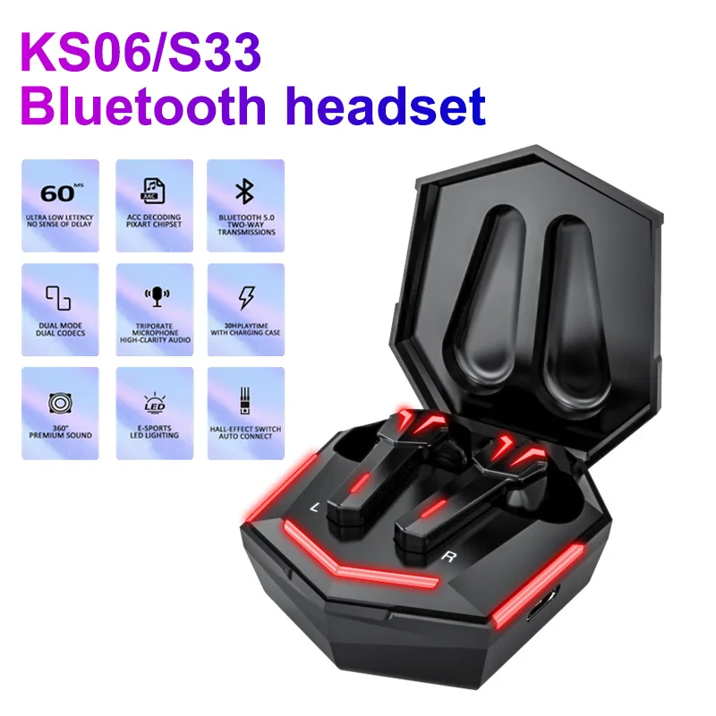 

Gaming Earbuds 60ms Low Latency TWS Bluetooth-compatible Earphone With Mic Bass Audio Sound Positioning PUBG Wireless Headphones