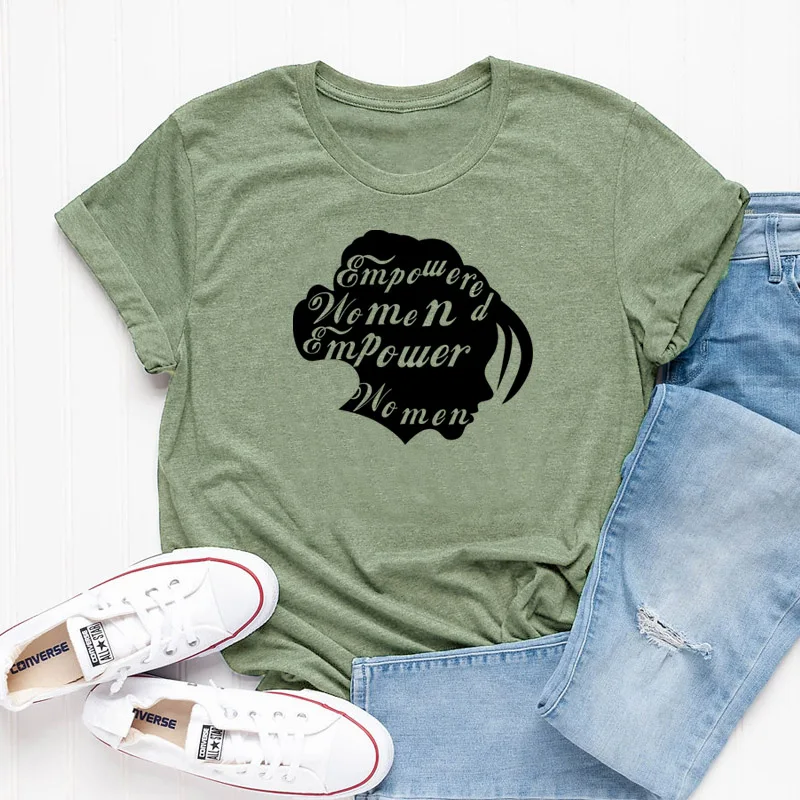 Женская графическая футболка Hipster мощная феминистка Женская винтажная рубашка гранж Хлопковая женская футболка гранж Цитата Топ