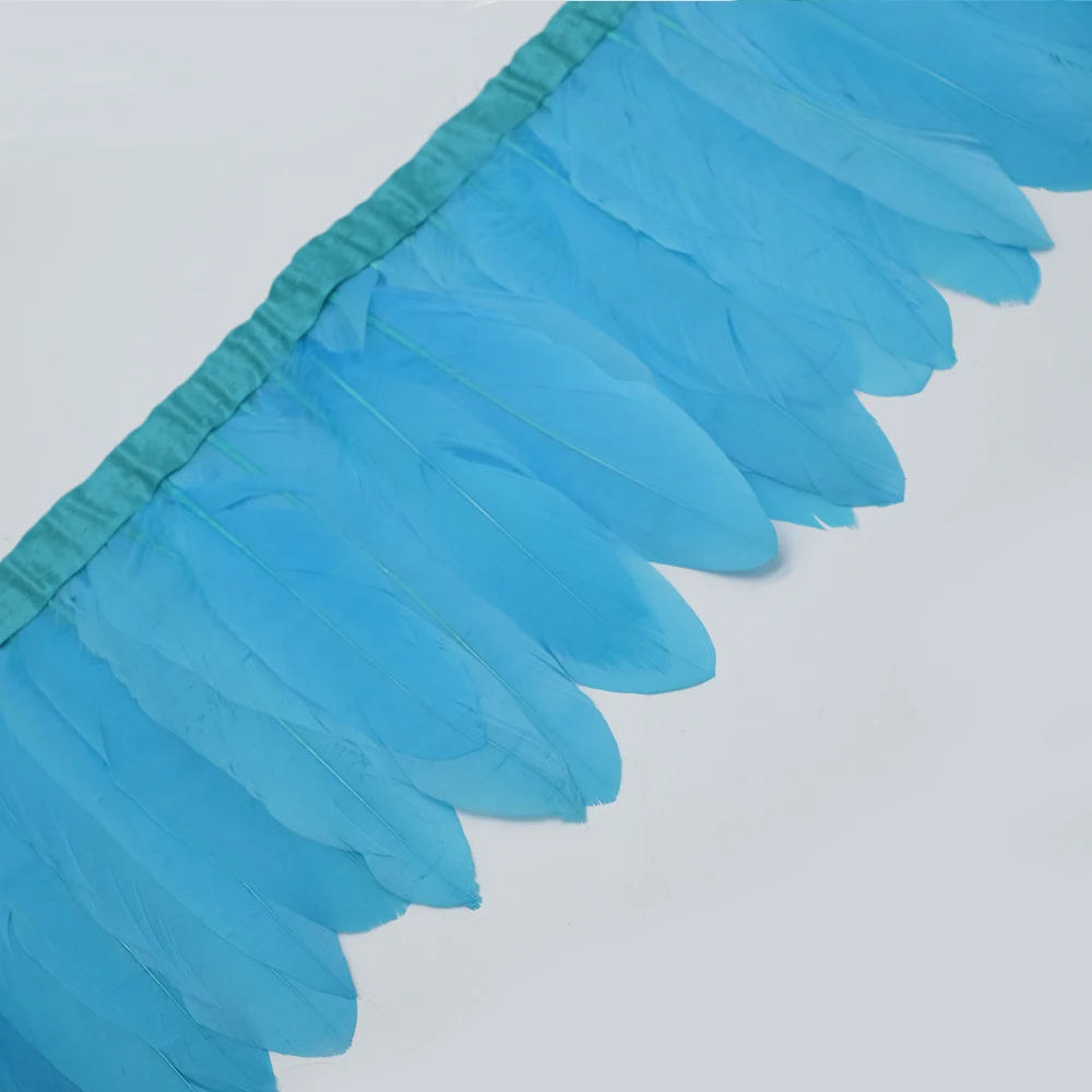 light blue Многоцветные ленты с гусиным пером, 10 ярдов, окрашенные ленты с гусиным пером/13-18 см, бахрома с гусиным пером, платье, юбка, украшение, 35 цветов - Цвет: light blue