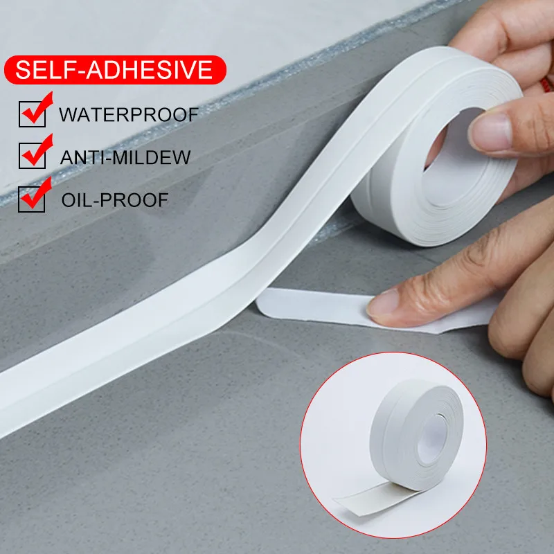 

Bathroom Kitchen 3.2mx2.2cm Shower Sink Bath Sealing Strip Tape Caulk Strip Self Adhesive Waterproof Wall Sticker Sink Edge Tape