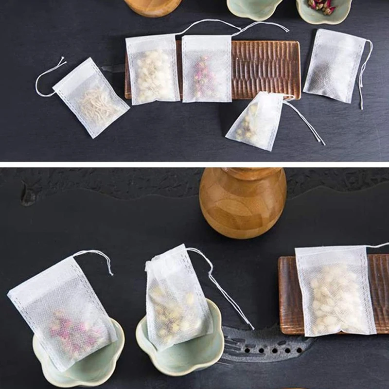 

500x Heat-Sealed Nylon Tea Filter Bag Filter Nylon Tea Bag & 600 Pack Tea Filter Bags,Disposable Tea Bag with Drawstring