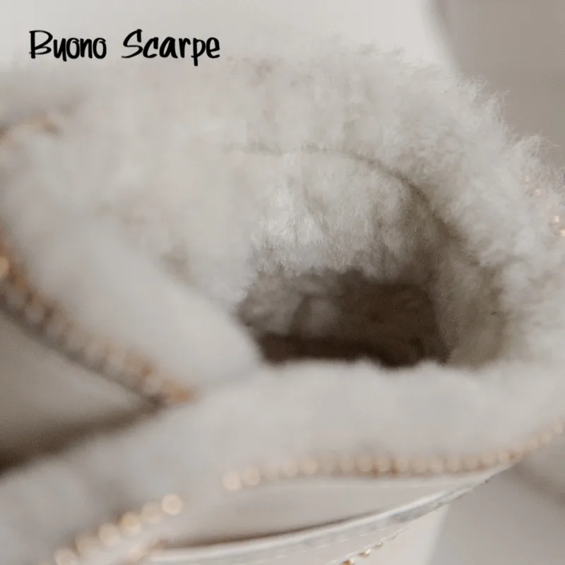 

Winter Women Shoes Fur Snow Boots Buckles Ankle Booties Mujer Warm Chaussures Femme Black White Zip Short Botas Casual Flat Shoe