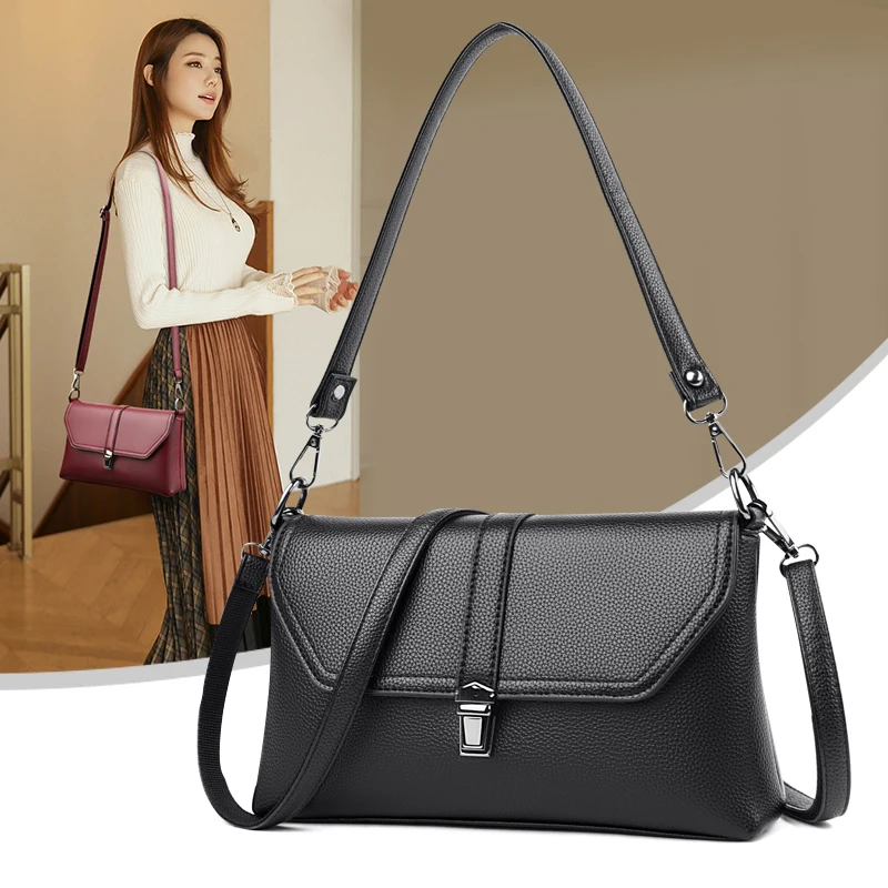 

Women PU Leather Flap Square Underarm Bags Solid Color Casual Messenger Bag Ladies All-match Lightweight Small Shoulder Bag Sac