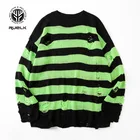 Полосатый свитер RUELK 2021, новый осенне-зимний свитер, Мужской пуловер, вязаный пуловер с открытыми дырками, Мужской Свитер оверсайз