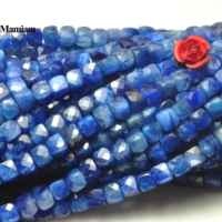 mamiam a deep blue kyanite faceted square beads 4 0 2mm smooth loose round stone diy bracelet necklace jewelry making design