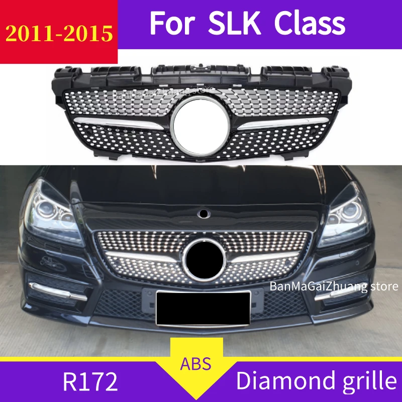 

Diamond Front Grille for mercedes R172 SLK Class 2011-2015 SLK200 SLK250 SLK350 Racing Grille not fit SLK63 without emblem