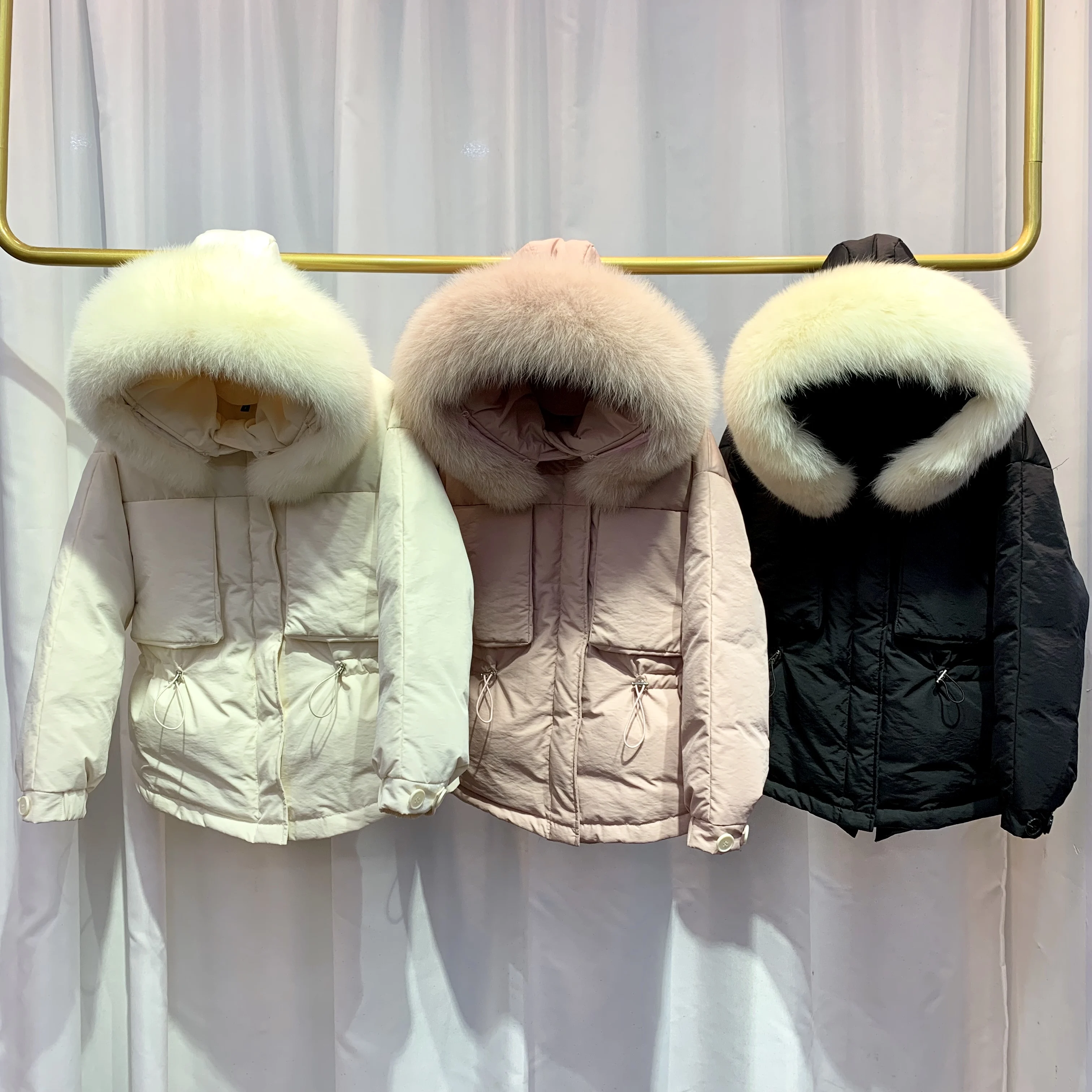 Большой натуральный Лисий меховой воротник 2019 зимний женский пуховик теплый