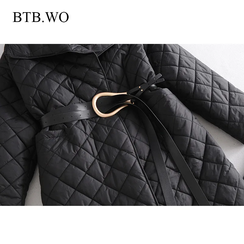 

Autumn Winter Za Jacket Women 2020 Fashion With Belt Pocket Parka Coat Warm Long Sleeve Female Outerwear Chic Overcoat