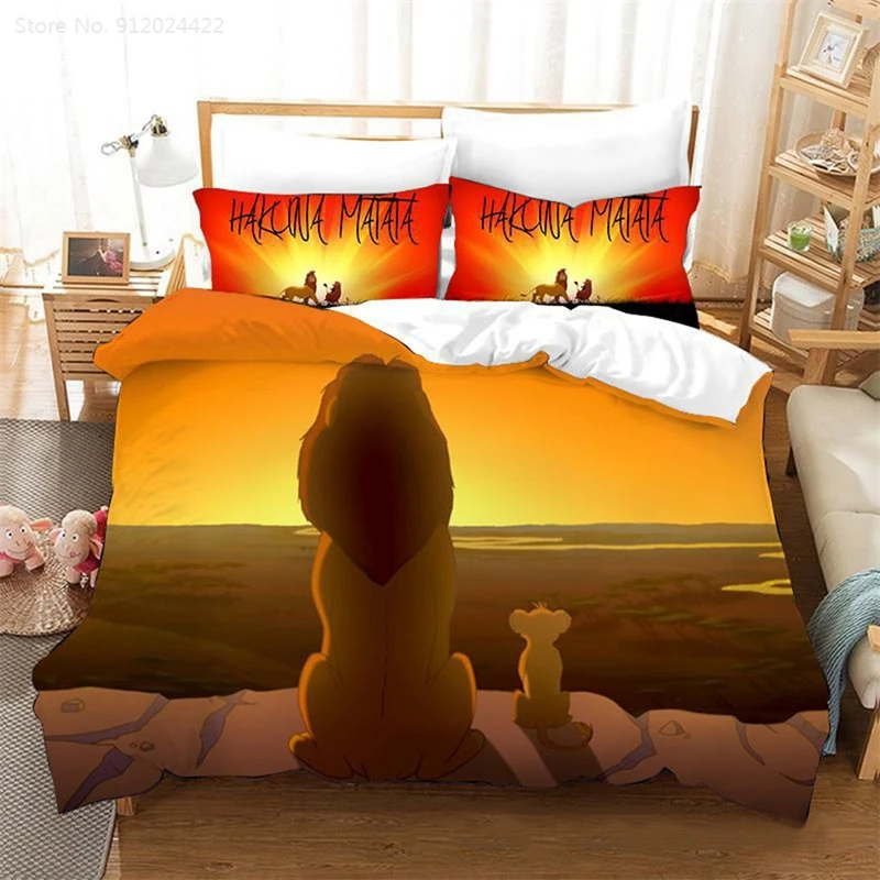 Simba Mufasa Bedding Sets Duvet Cover Pillowcases 3d King Size The Lion Set Quilt Bed Linen for Children Home | Дом и сад