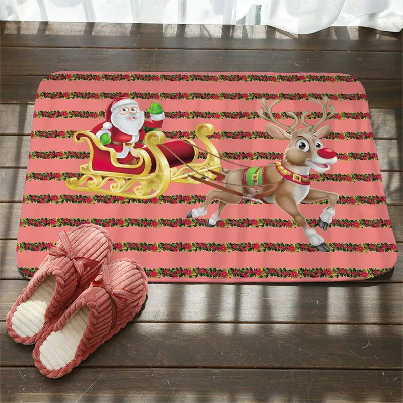 Рождественский нескользящий коврик в виде Санты Клауса фланелевый ковер прочный