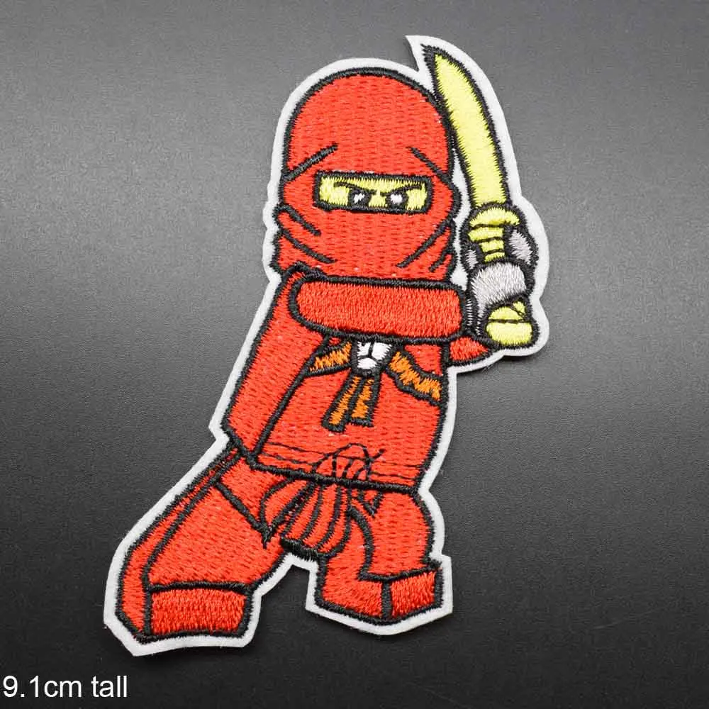 Крутые красные зеленые ниндзя с утюгом полностью вышитая одежда патчи для одежды