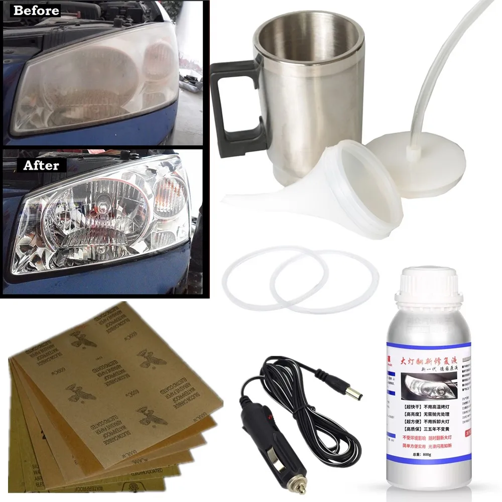 

1 Set Car Headlight Restoration Kit Atomizer Spray Cup 200ml 800ml Polisher Refurbish Fluid Lens Repair Kit for Car Headlight