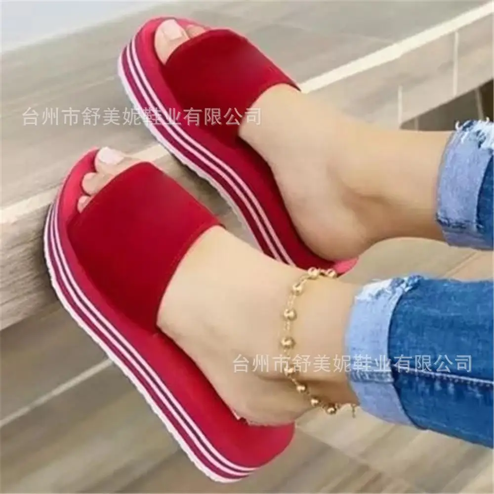 

Shoes Low Slippers Women Summer Platform Slides Pantofle Soft Flat 2021 Rome Scandals Casual Fabric Hoof Heels PU Basic Leisure