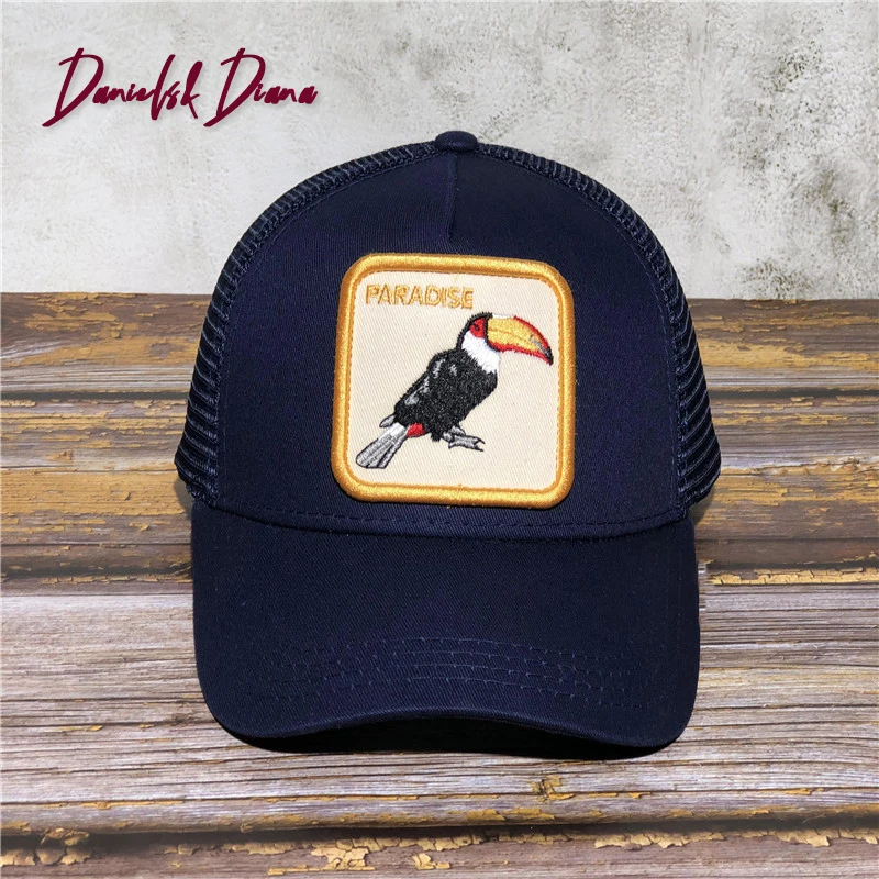 

New Baseball Cap Golden Wild Goose Animal Exquisite Embroidery Anime Cute Fine Stitch Embroidery Summer Mesh Men's Sunshade hats