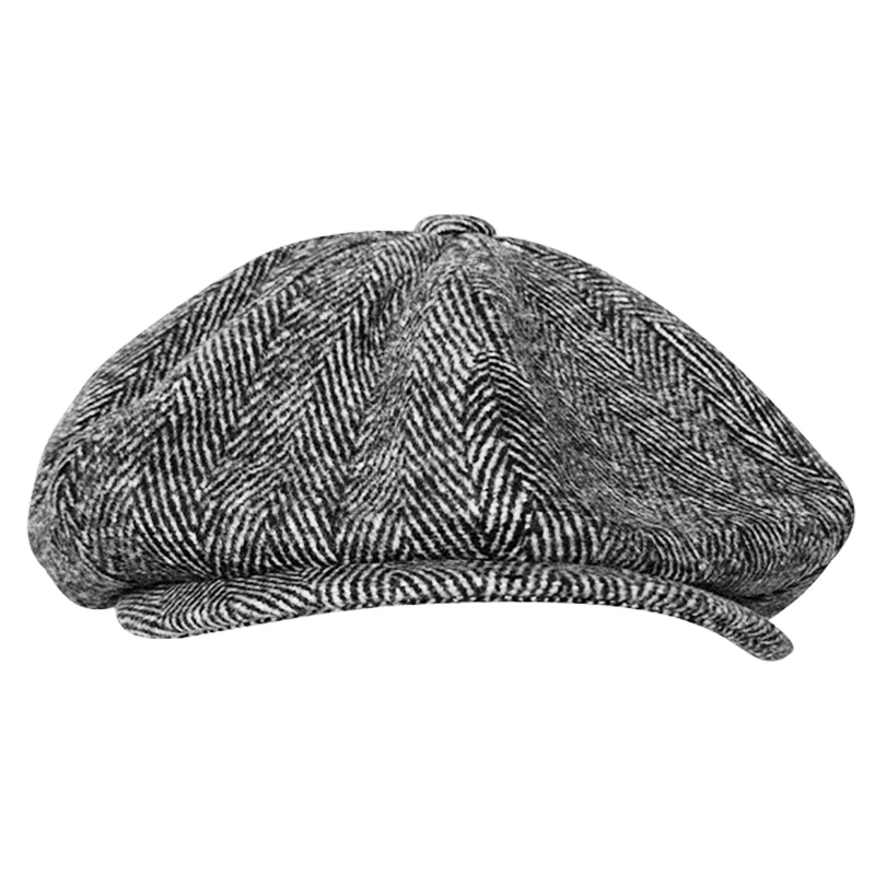 Casquette, шерстяные кепки Newsboy для мужчин, серые, в елочку, плоские шапки, для женщин, кофейного цвета, британские художники, шапка, осенне-зимние шапки и шапки BLM09 - Цвет: Серый