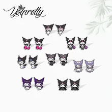 2021 New Lovely Black Bunny Rabbits Epoxy Stud Earrings Handcraft Acrylic Stud Earrings