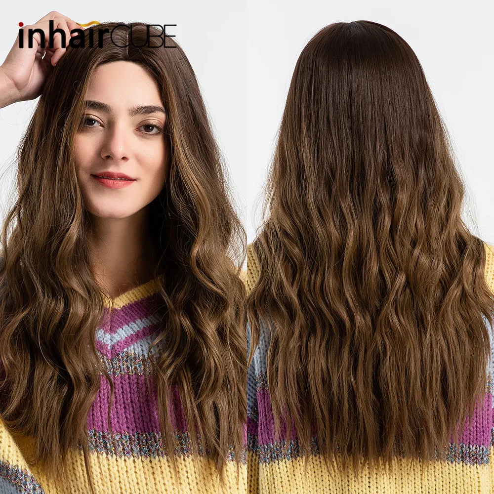 Парик INHAIR CUBE с темными корнями Омбре Синтетические длинные волнистые волосы
