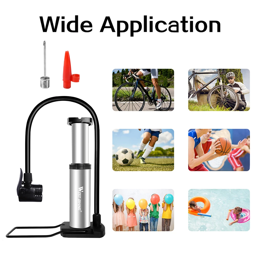 

WEST BIKING Portable Bicycle Tire Pump 100PSI Mountain MTB Electric Bike Cycling Tye Pump Inflatable Ball Air Inflator