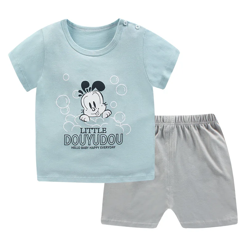 Комплект летней одежды для маленьких мальчиков и девочек футболка с мультяшным