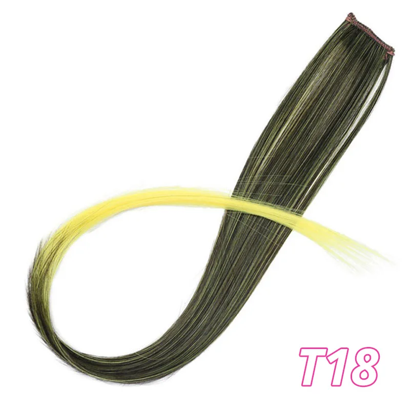 T18 AISIBEAUTY, волосы для наращивания на одной клипсе, Длинные прямые, цвета радуги, синтетические волосы для наращивания, Омбре, серый, блонд, розовый - Цвет: T18