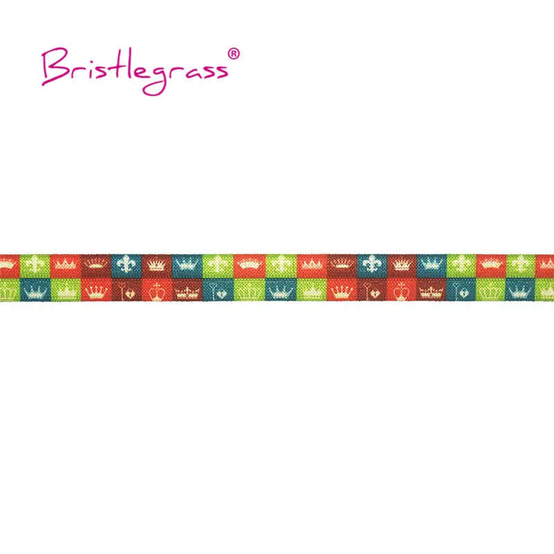 BRISTLEGRASS 5 Yard 5/8&quot 15mm Crown Print FOE Fold Over Elastics Spandex Satin Band Hair Tie Headband Tutu Dress DIY Sewing Trim | Дом и