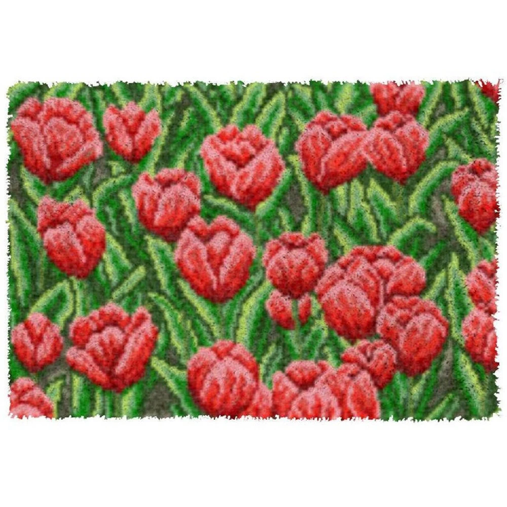 

Latch hook rug kits Canvas embroidery with pattern Unfinished accessories do it yourself Cross-stitch Flower Tapestry Handcrafts