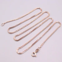 real 18k rose gold necklace womens box chain 1 2mm female 50cm20inch gift neckalce jewellery mans gold chain