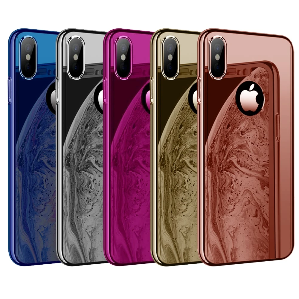 360 роскошный зеркальный чехол для iPhone Xr X Xs Max глянцевый противоударный 7 8 6 S Plus 5 5S SE
