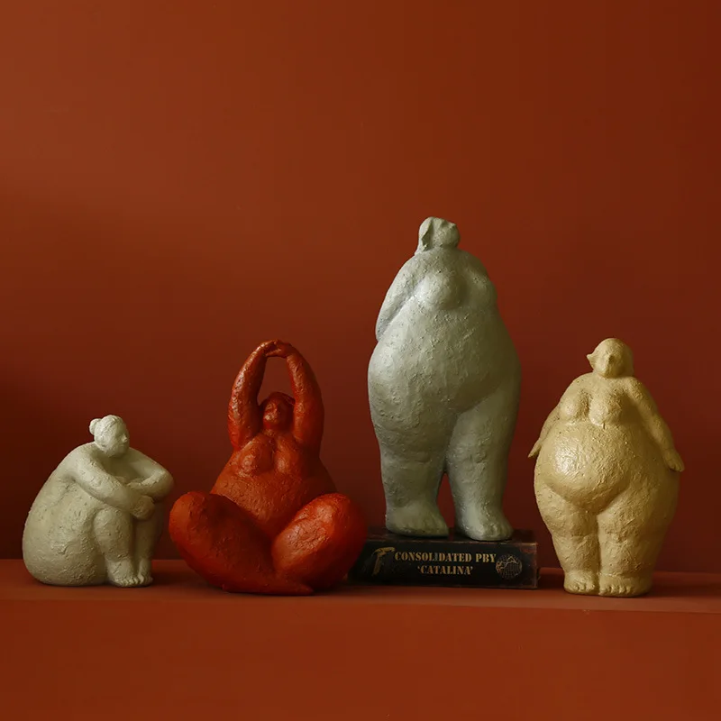 Фигурки полных дам из абстрактной смолы креативные винтажные женские фигурки в