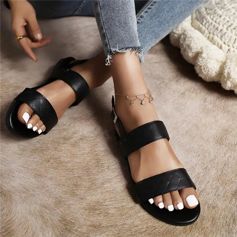 

Women Sandals Casual Solid Color Slip-On Sandals for Ladies Summer Flat Buckle Strap Leisure Female Outdoor Comfort Soft Sandal
