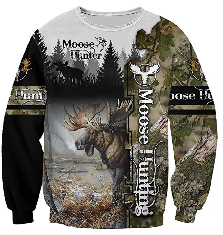 

Moose hunting 3D Printed Mens Hoodie Harajuku Streetwear autumn hoodies Sweatshirt Unisex Casual Jacket Tracksuits