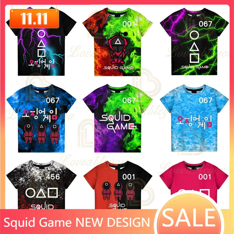 

Round Six Cosplay Costume Korean 456 The Game T-shirt Clothes Movie Tees Tops Kids Women Men Tees Game 3D Boys Girls Tops