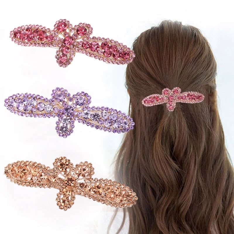

Korean Version of The Hairpin Wild Small Fresh Spring Hair Clip Rhinestone Bow Bangs