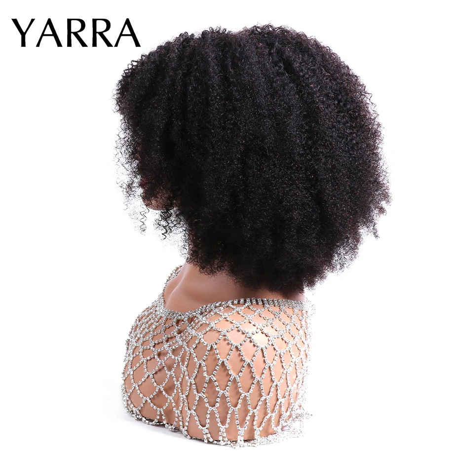 Афро кудрявые вьющиеся человеческие волосы парик для черных женщин с челкой