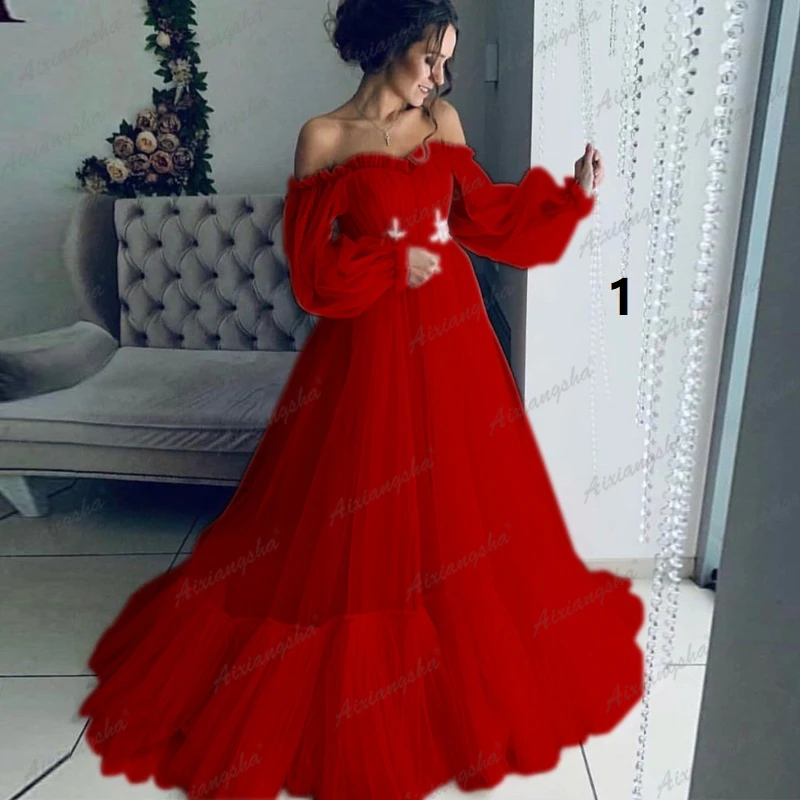 Синие Выпускные платья а-силуэта с открытыми плечами милое Тюлевое платье