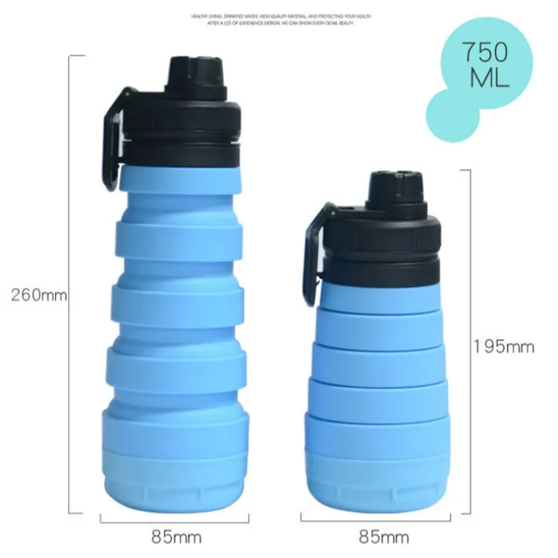 

Portable Travel Telescopic Water Bottle with Pill Box Large Capacity Collapsible Water Bottles Leak-proof Sport Bottle Kettle
