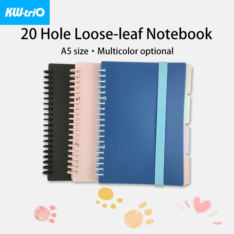

DIY A5 PP Cover Notebook Set Loose-leaf Diary Notepad 60 Sheets Dot Grid Inside Page 360 Degree Foldable Office Binding Supplies
