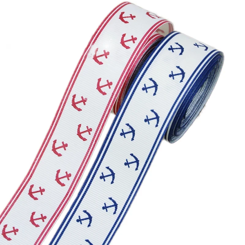 (10 м/лот) 1 ''(25 мм) синяя печатная лента из корсажа морская якорь подарочная