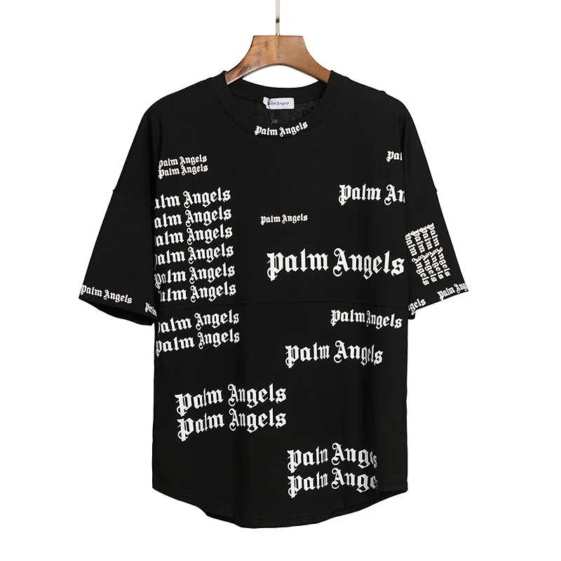 

Palm Angels full-print barrage short-sleeved male PA letter printing bat sleeve round neck T-shirt female couple 458485