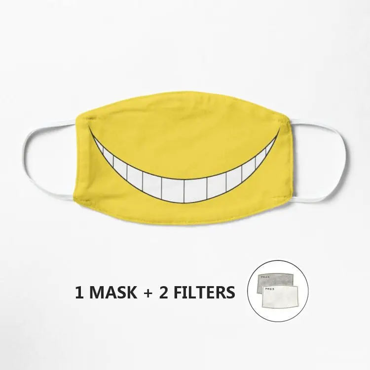 

Маска Koro sensei с фильтрами PM2.5, 5 слоев защиты для мужчин, женщин, черная, мужская, Черная